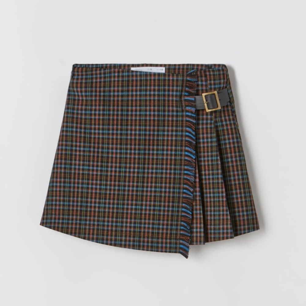 Zara Kids Buckled Frayed Skirt